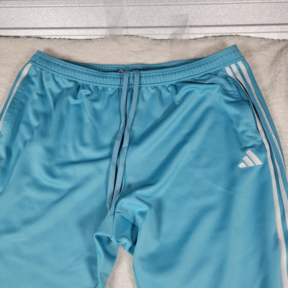 Adidas Tiro Track Pants Mens XL Light Blue White Stripes Zipper Cuffs Athletic